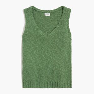 NWT J. Crew Green V Neck Beach Sweater Sz S - BIG SNAG in back needs repair